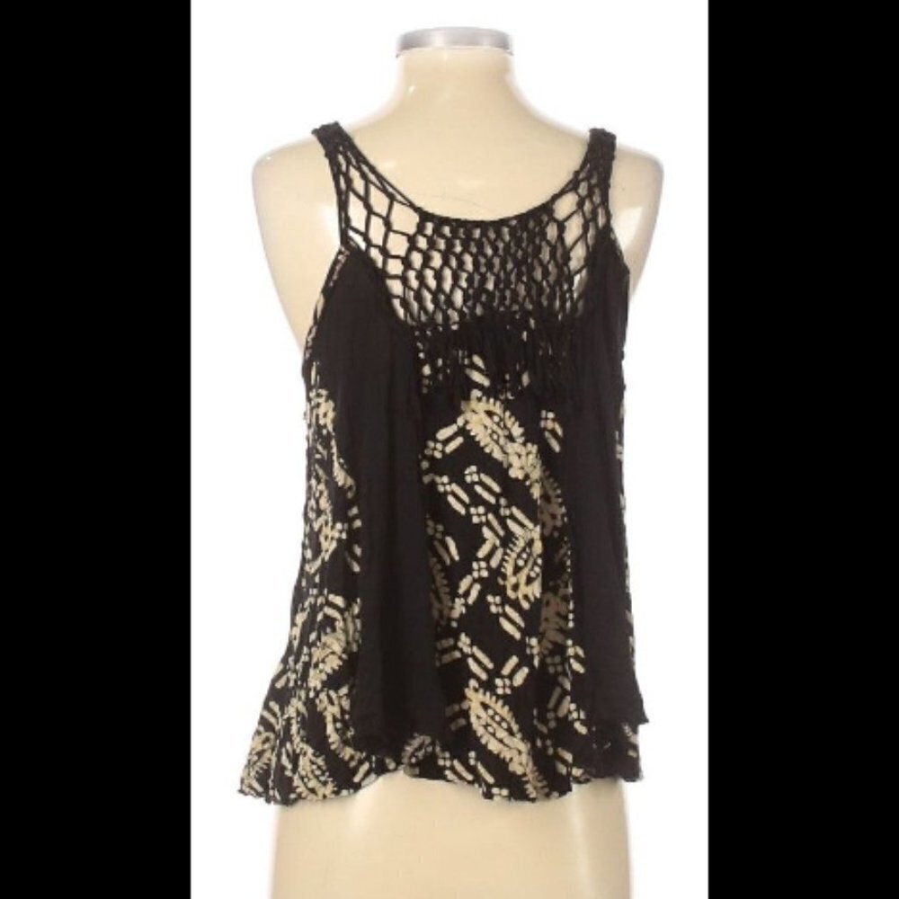 Free People Boho Bleached Tie Dye Look Fringe Tank - Picture 2 of 10